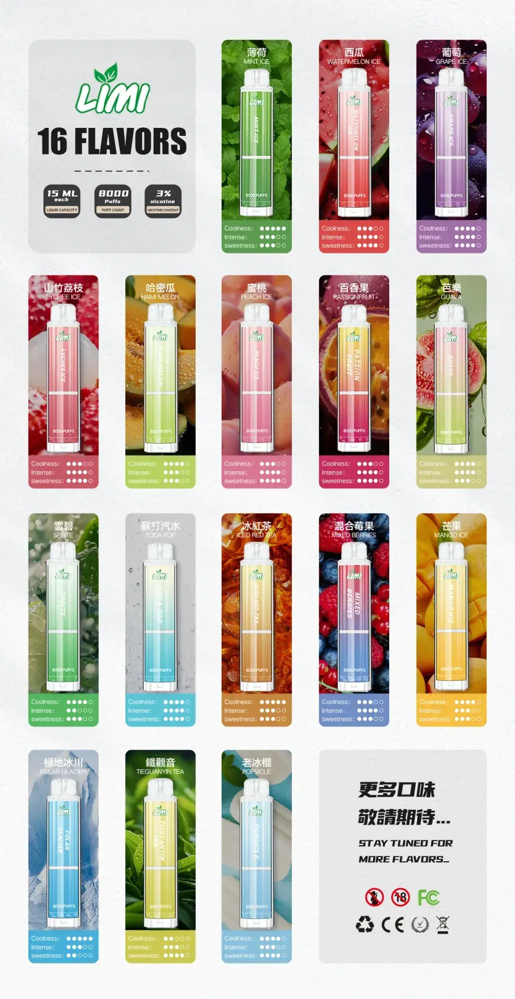 LIMI LIMI  8000口 一次性拋棄 可充電